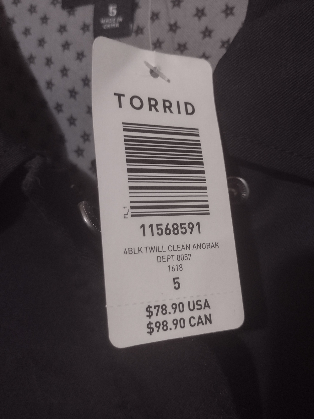 Torrid Black Twill Coat Size 5 NWT - Picture 3 of 13